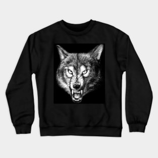 Wolf, drawing, graphics, animal grin, men's print Crewneck Sweatshirt